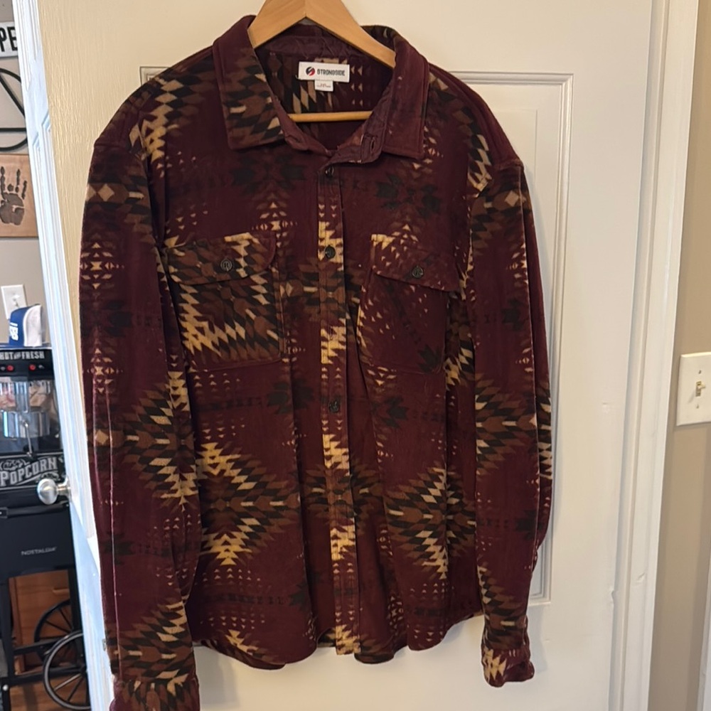 Pendleton Strongside Fleece Maroon Patterned Button-Up Shirt